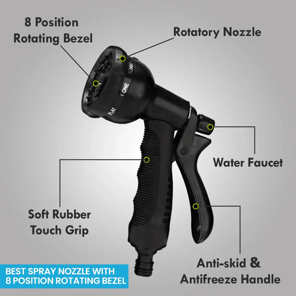 50ft Expandable GetOutero Set – Kink-Free, Flexible Hose with 8-Function Spray Nozzle for Watering & Car Wash