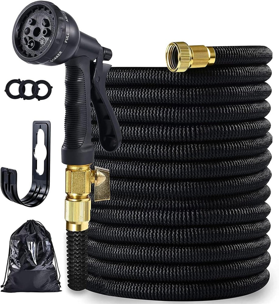 50ft Expandable GetOutero Set – Kink-Free, Flexible Hose with 8-Function Spray Nozzle for Watering & Car Wash