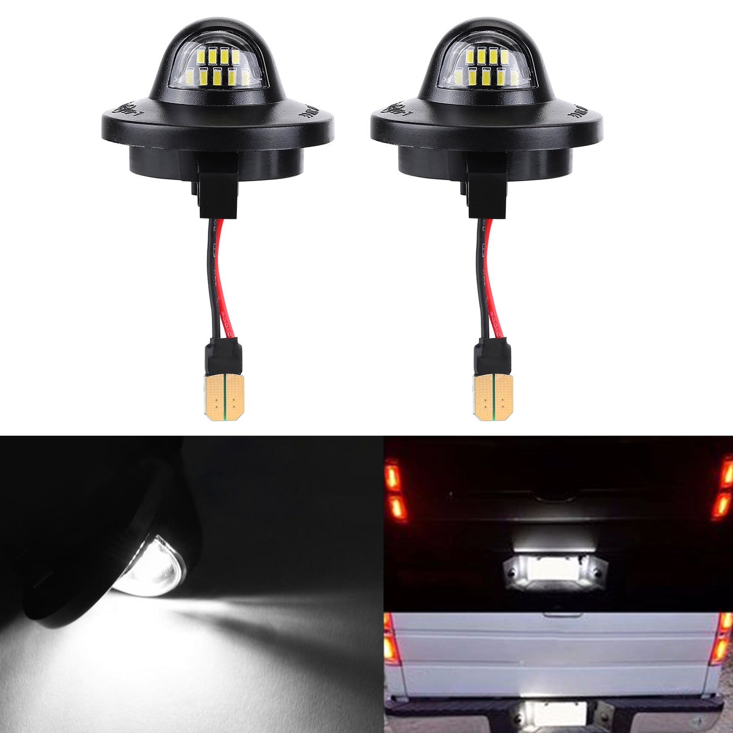 2pcs LED License Plate Light Car Modification Parts Tag Light Compatible for Ford F150/F250/F350