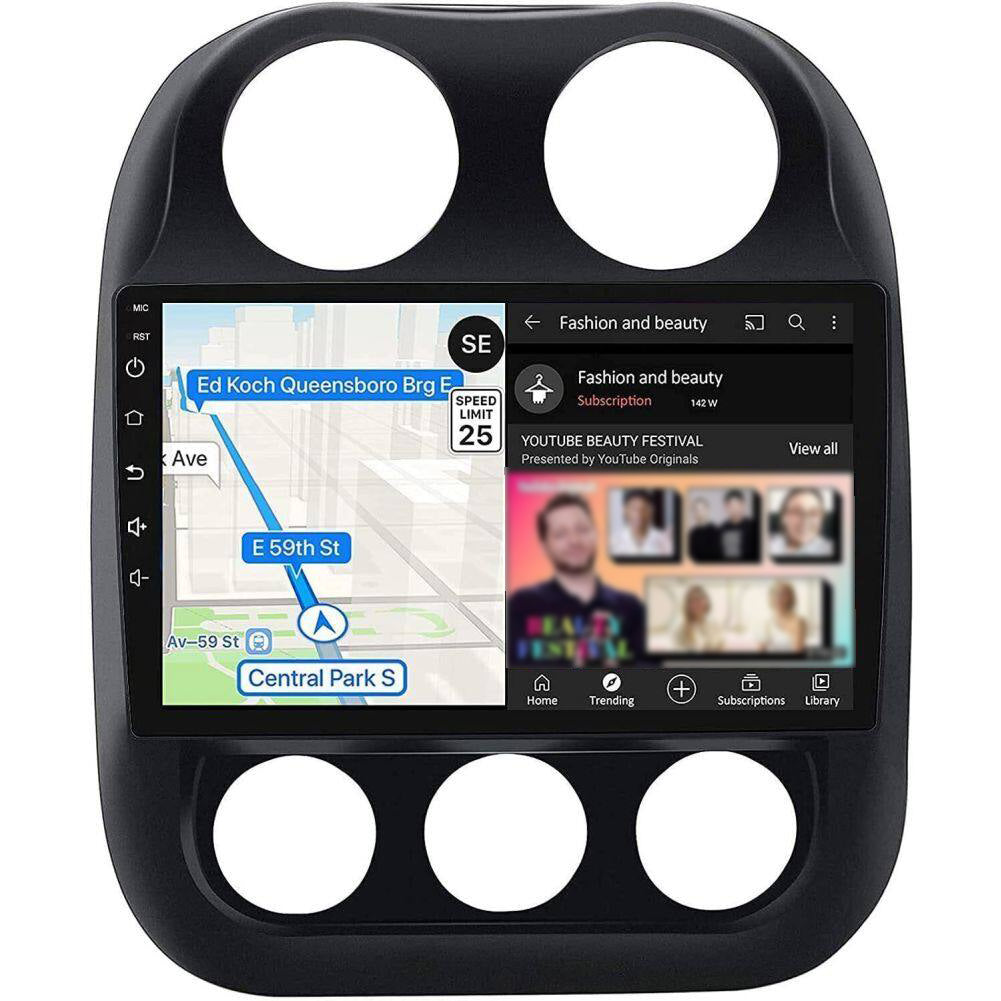 Android 13 Car Stereo for Jeep Compass (2009–2016) – 10" Touchscreen, Built-in CarPlay & Android Auto, 2GB+32GB, AHD Backup Camera, Microphone & Installation Tools Included