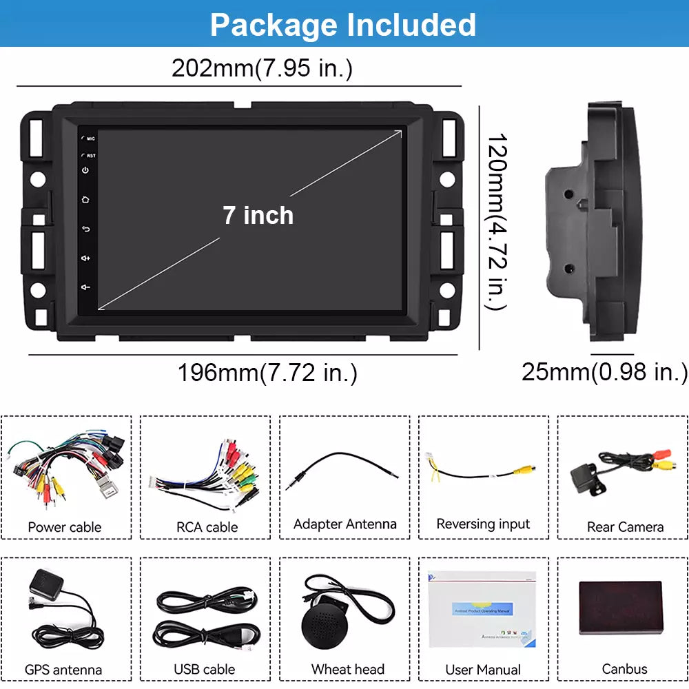 For GMC Chevrolet Chevy Yukon Sierra Acadia 7" Android 13 Car Radio GPS Carplay
