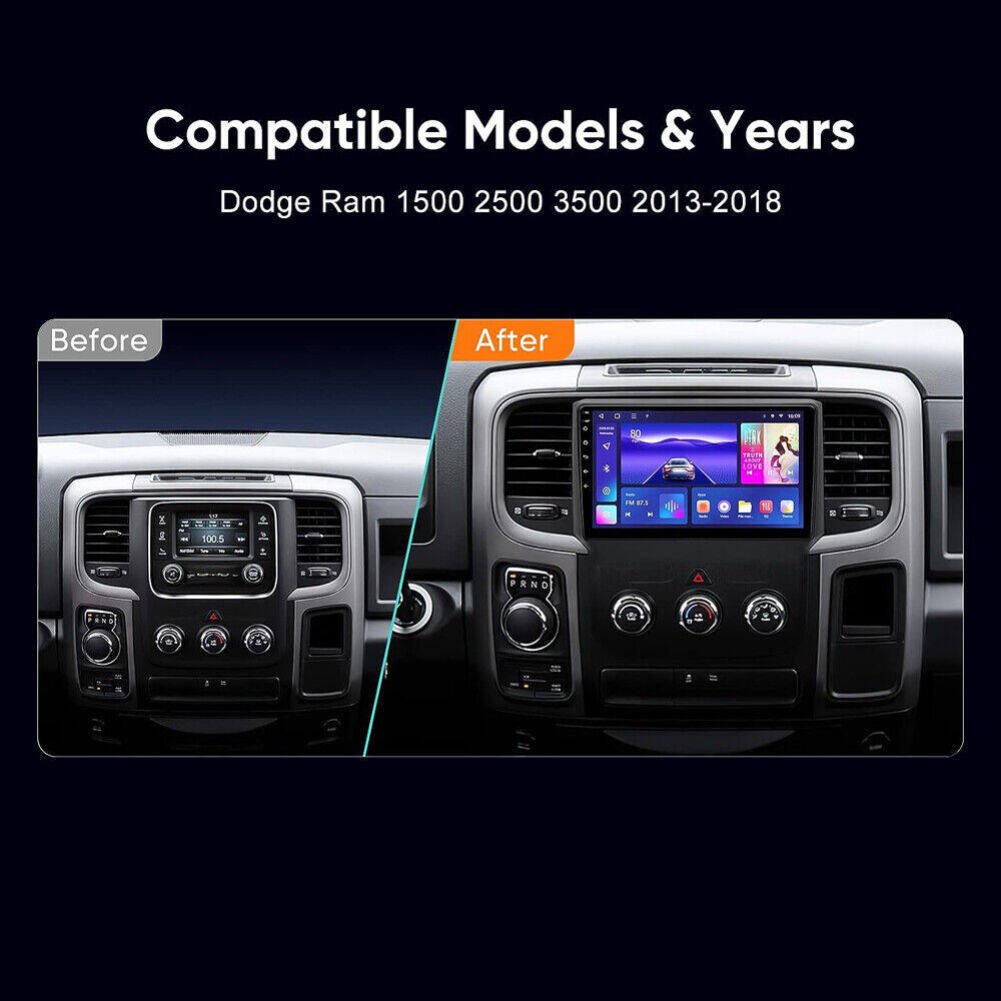 Android 13 Car Stereo for Dodge RAM (2013–2019) – 9" Touchscreen, Built-in CarPlay & Android Auto, 2GB+32GB, 12-LED Backup Camera, Black Frame (Manual A/C Version)