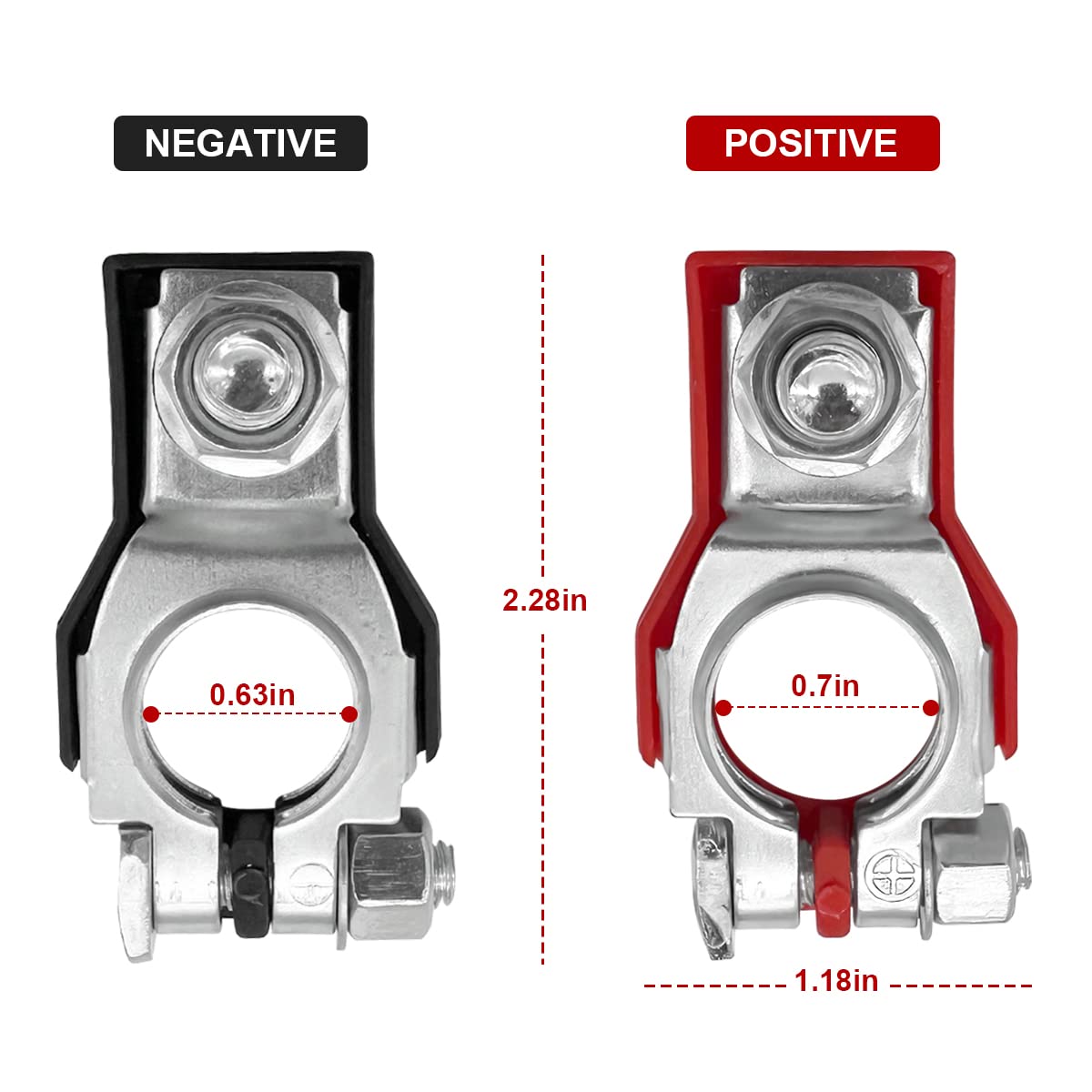 2pcs Car Battery Terminal Clamp Connectors Positive Negative Release Disconnect