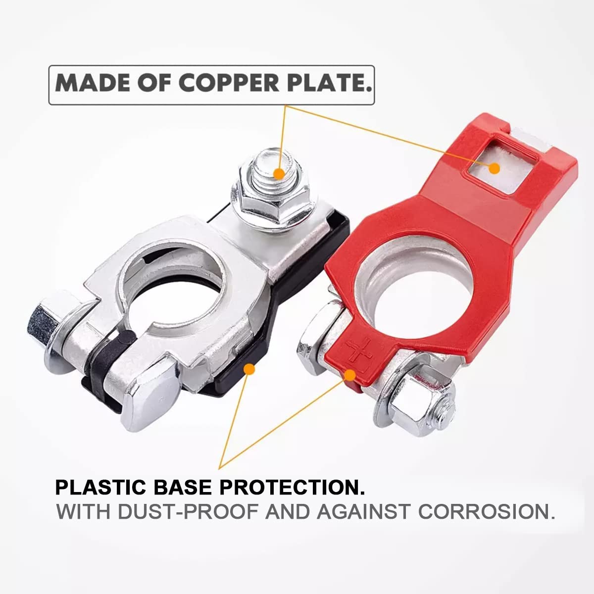 2pcs Car Battery Terminal Clamp Connectors Positive Negative Release Disconnect