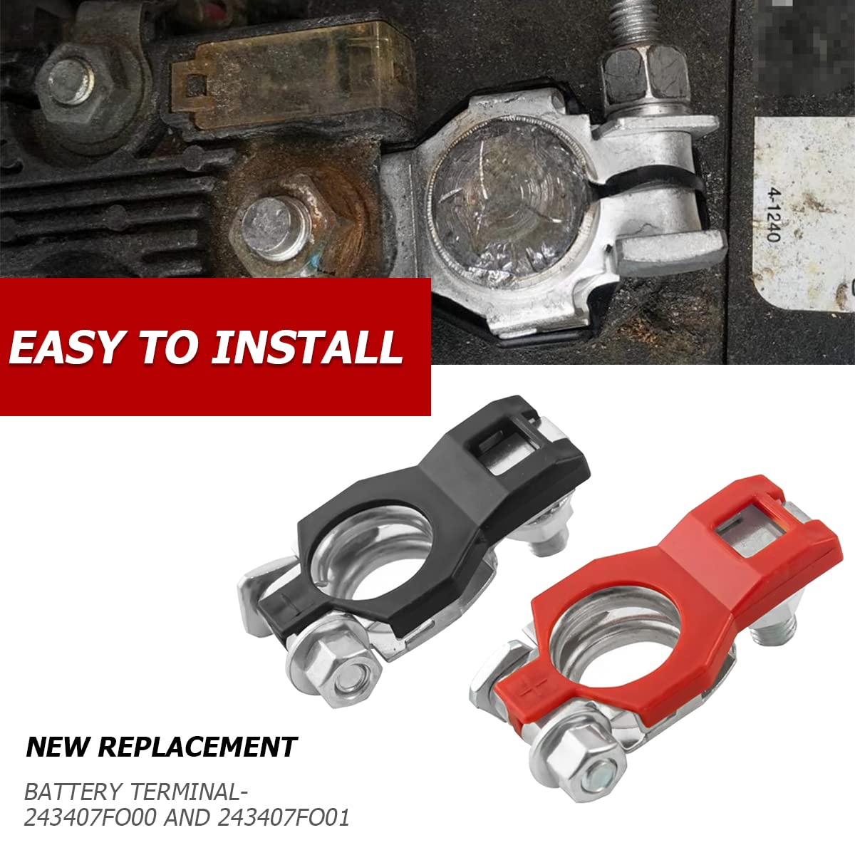 2pcs Car Battery Terminal Clamp Connectors Positive Negative Release Disconnect