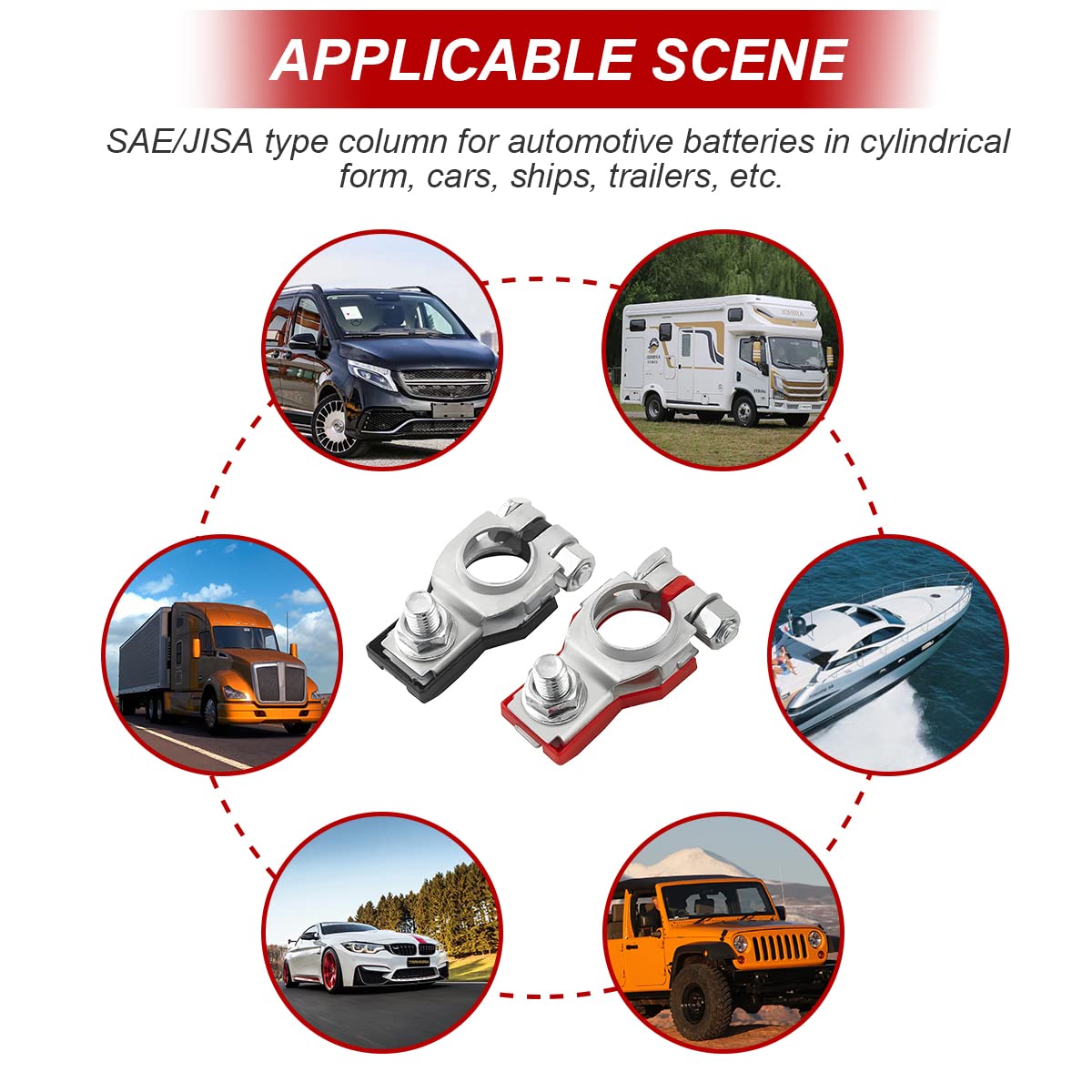 2pcs Car Battery Terminal Clamp Connectors Positive Negative Release Disconnect