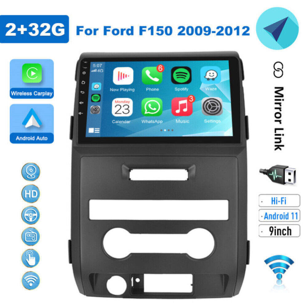 CarPlay & Android Auto Car Stereo for Ford F-150 (2009–2014) – 9" Touchscreen, Android 13, 2+32GB, AHD Backup Camera Compatible