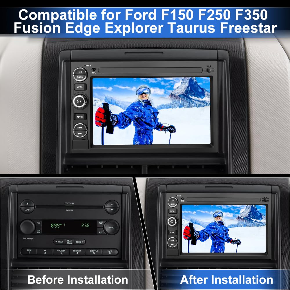 Android 13 Car Radio (2G+32G) Compatible for Ford F150 F250 F350 Fusion Edge Explorer Taurus Freestar, Car Stereo Audio with Wireless CarPlay/Android Auto SWC GPS WiFi Bluetooth FM RDS DSP