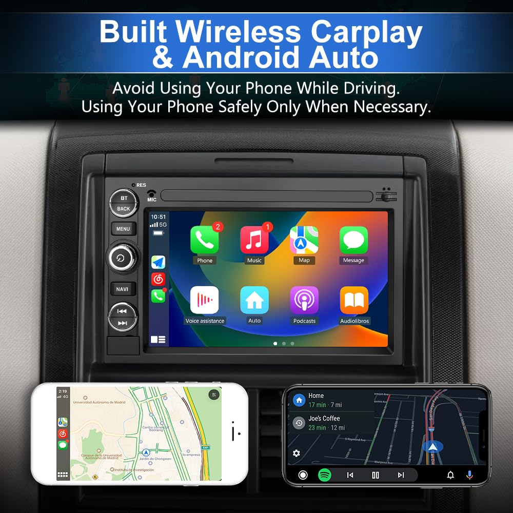 Android 13 Car Radio (2G+32G) Compatible for Ford F150 F250 F350 Fusion Edge Explorer Taurus Freestar, Car Stereo Audio with Wireless CarPlay/Android Auto SWC GPS WiFi Bluetooth FM RDS DSP