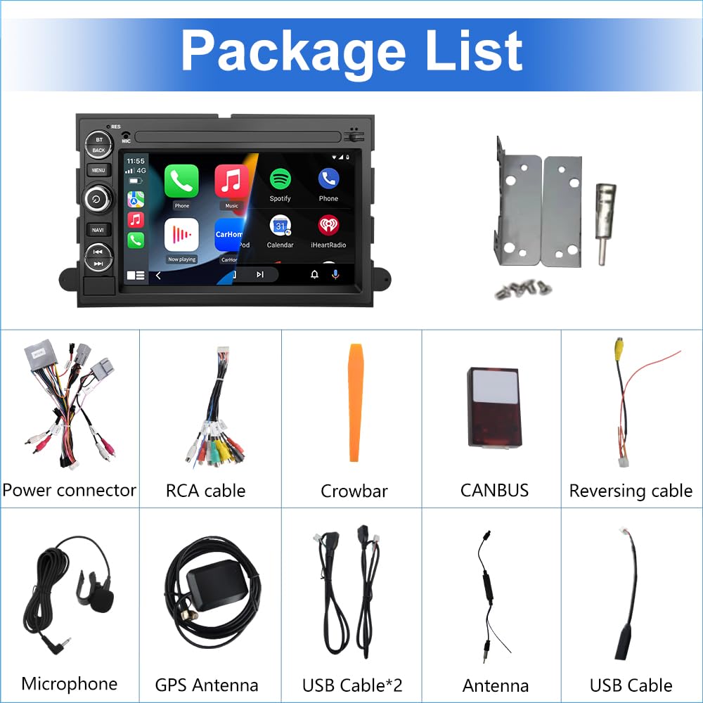 Android 13 Car Radio (2G+32G) Compatible for Ford F150 F250 F350 Fusion Edge Explorer Taurus Freestar, Car Stereo Audio with Wireless CarPlay/Android Auto SWC GPS WiFi Bluetooth FM RDS DSP