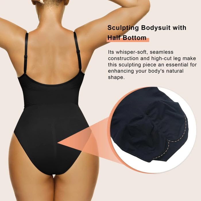 Women's Shapewear Bodysuit Tummy Control Body Shaper Seamless Sculpting Snatched Waist Body Suit