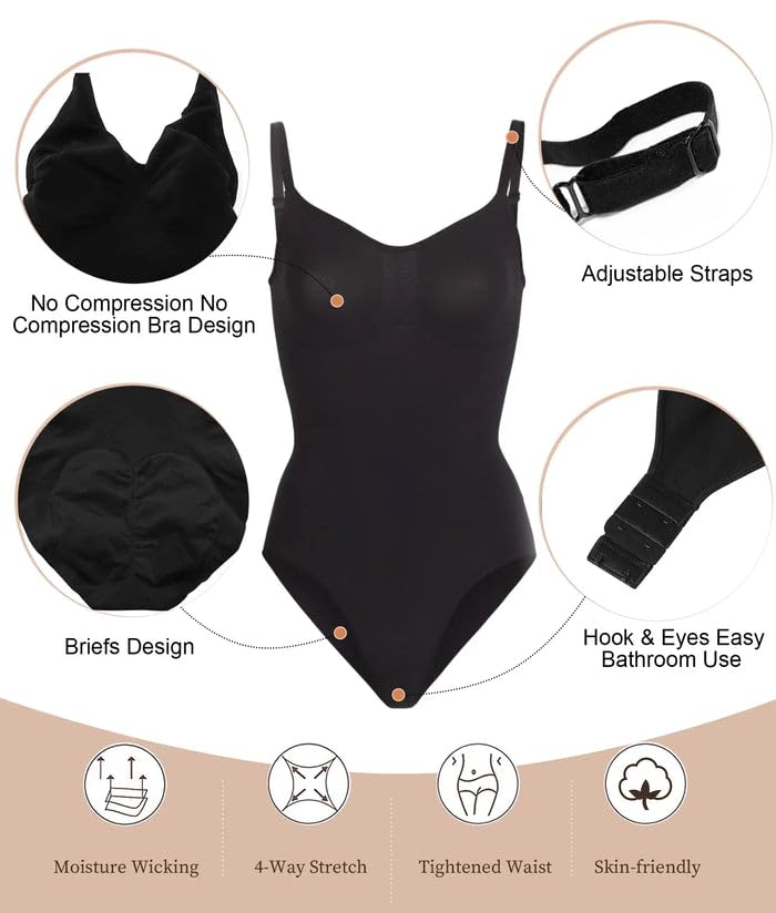 Women's Shapewear Bodysuit Tummy Control Body Shaper Seamless Sculpting Snatched Waist Body Suit