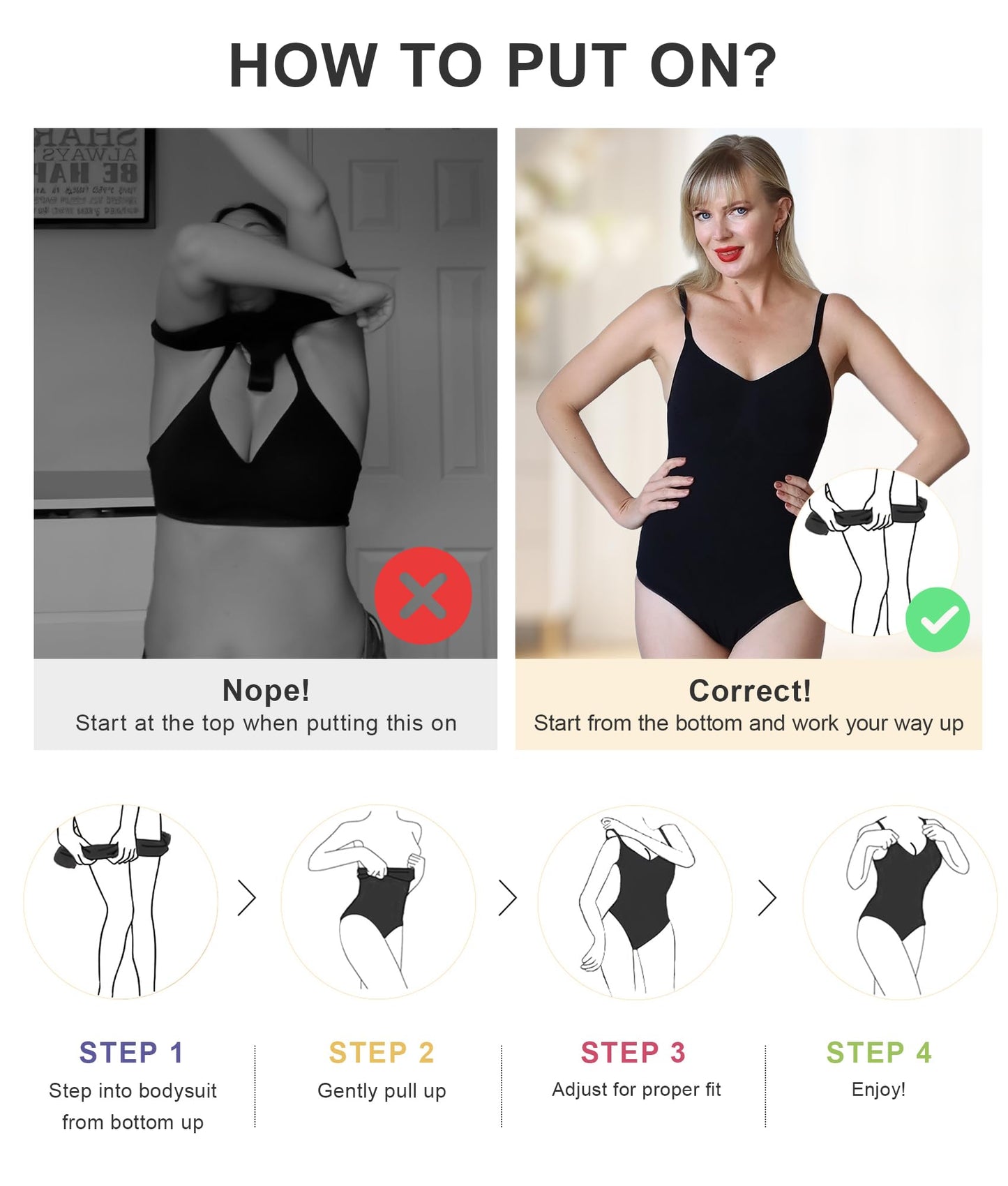 Women's Shapewear Bodysuit Tummy Control Body Shaper Seamless Sculpting Snatched Waist Body Suit