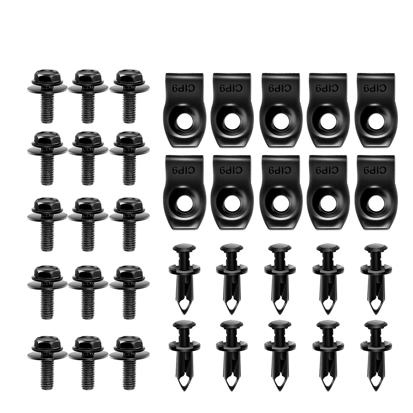 35pcs Engine Under Cover Splash Shield Guard Bumper Body Bolts & U-nut Clip Fastener
