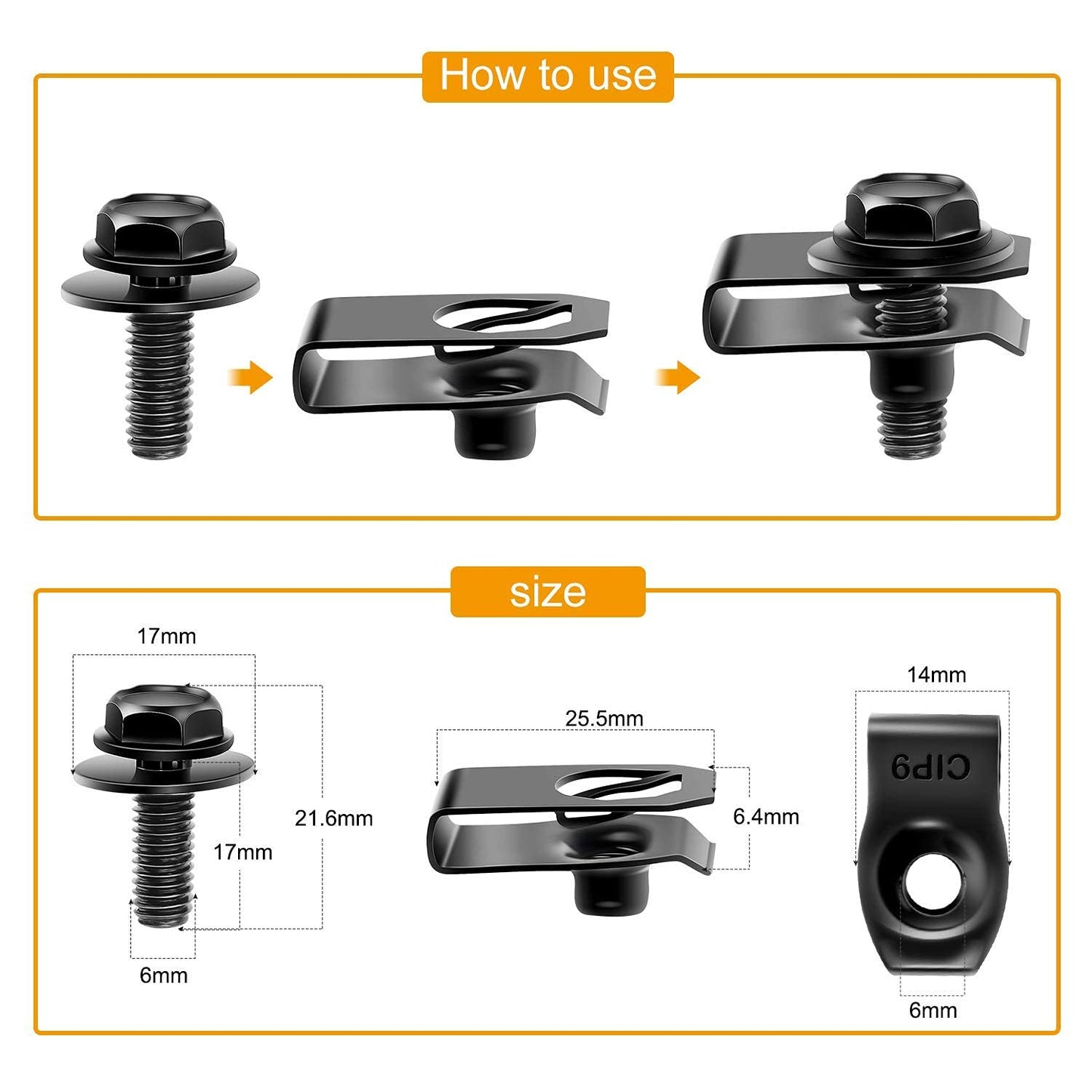 35pcs Engine Under Cover Splash Shield Guard Bumper Body Bolts & U-nut Clip Fastener