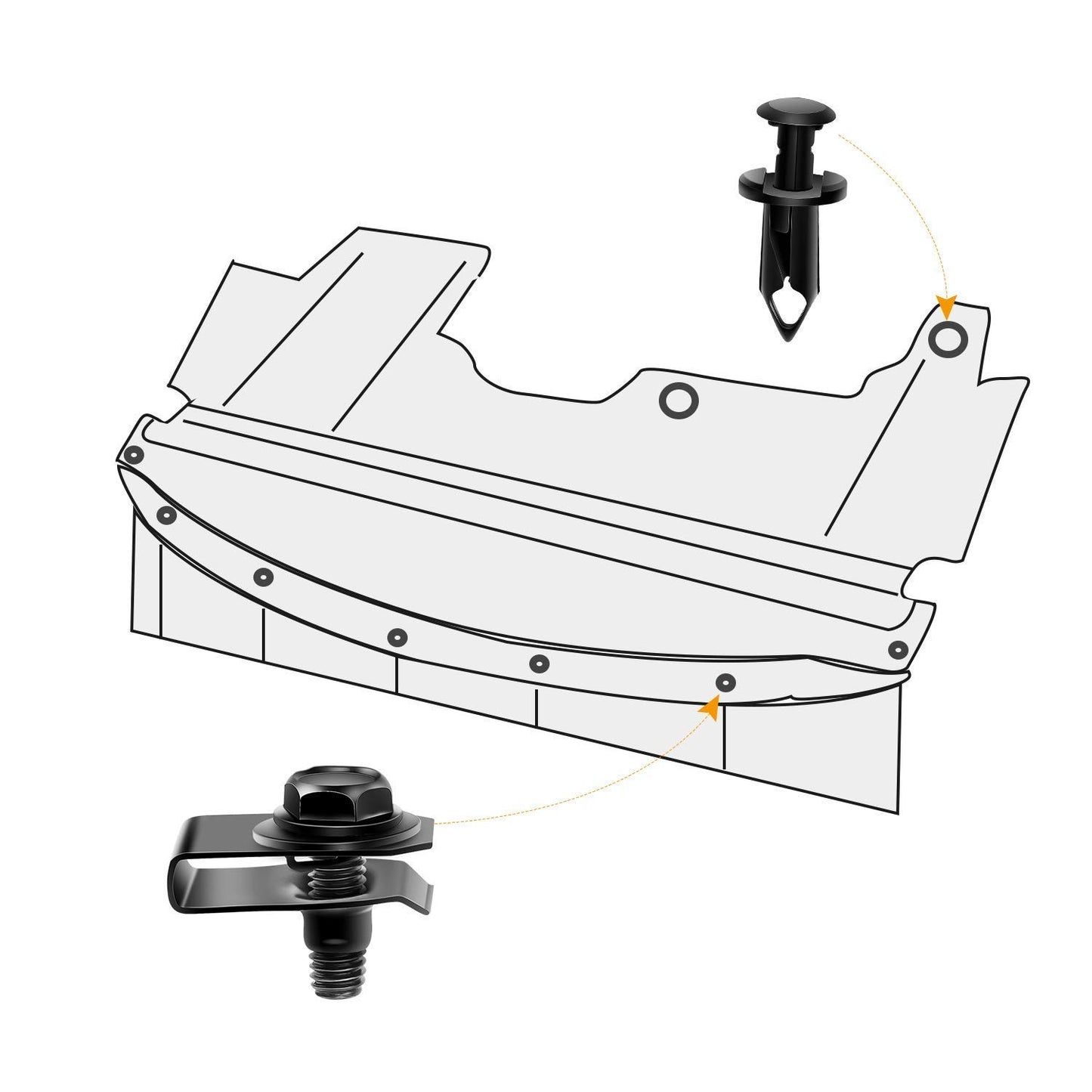 35pcs Engine Under Cover Splash Shield Guard Bumper Body Bolts & U-nut Clip Fastener