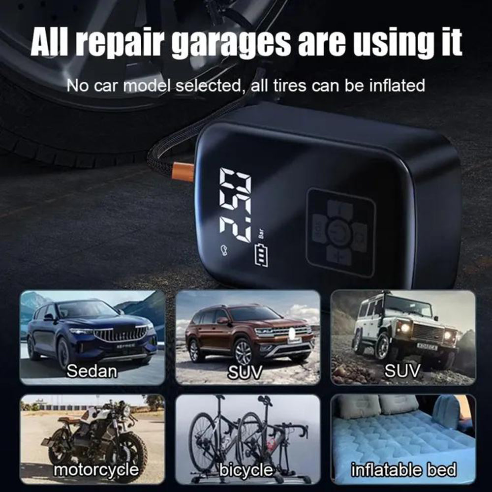 Laueily Air pumps for motorcycles Small portable air compressor tire inflator with LED light Air pumps for motorcycles, suitable for motorcycle tire balls, rechargeable compact tire inflator, multifunctional air compressor