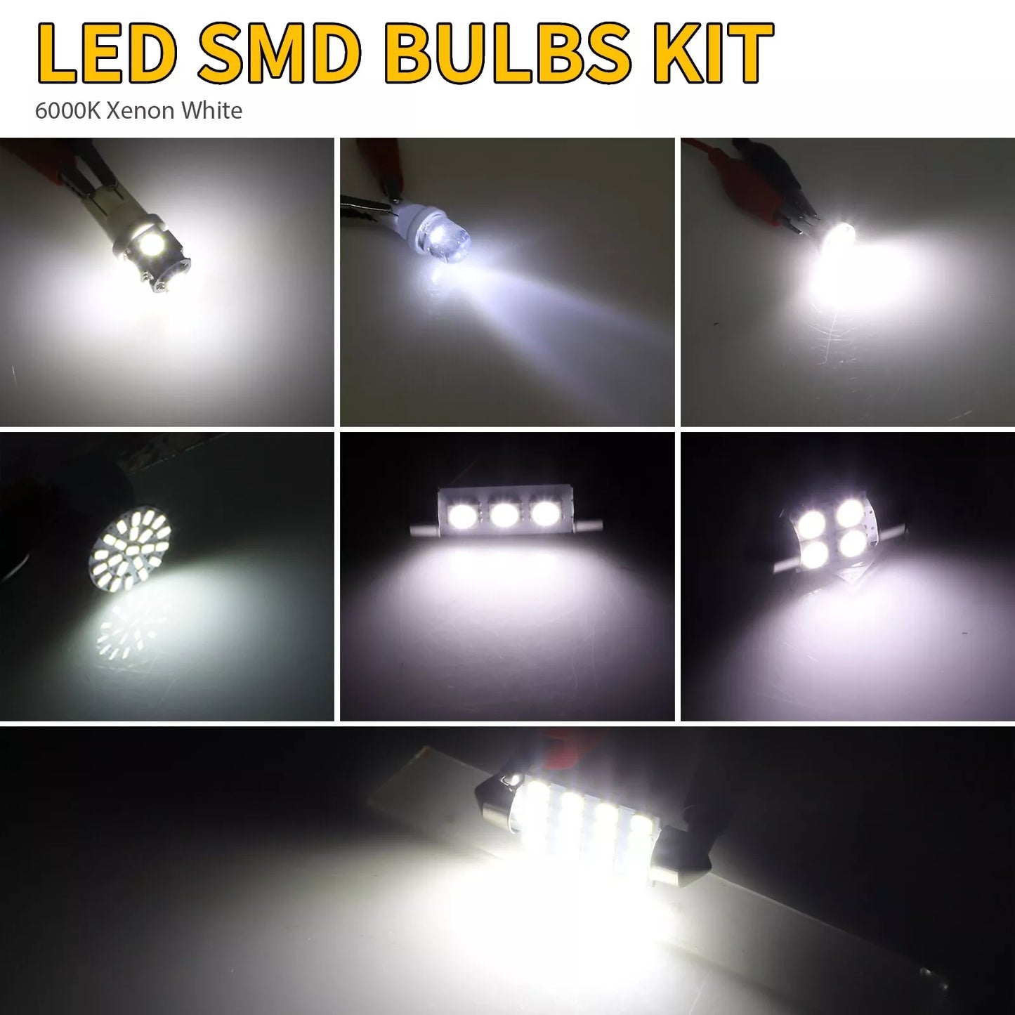 42PCS Car Interior Combo LED Map Dome Door Trunk License Plate Light Bulbs White