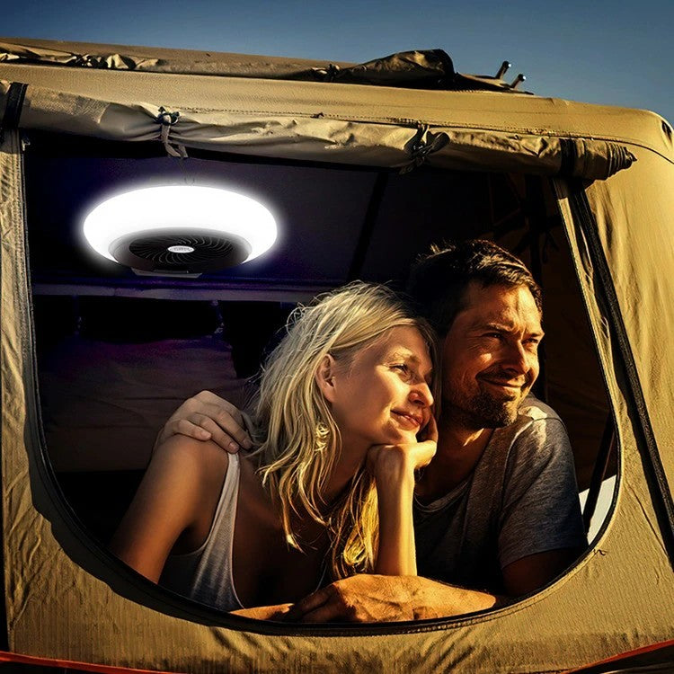 Rechargeable Camping Fan with LED Light – Portable, Lightweight & Long Battery Life for Outdoor Adventures