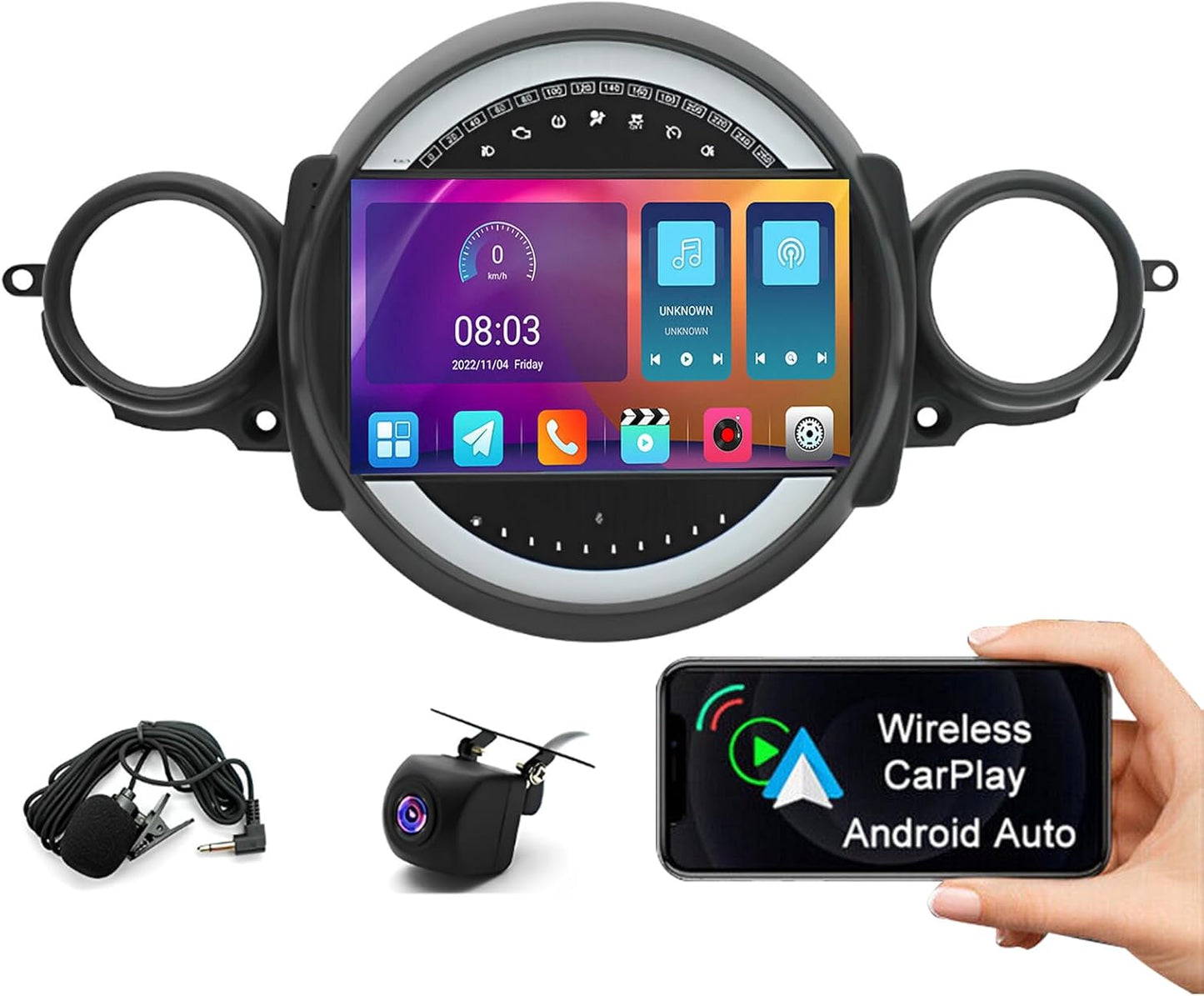 9 Inches CarPlay Android 13 Car Stereo Radio 2+32GB Compatible for BMW Mini Cooper R56 2007-2014