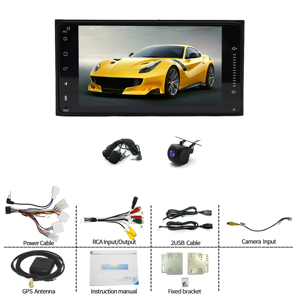 CarPlay & Android Auto Car Stereo for Toyota Universal (Fits Corolla) – 7" Dual Touchscreen, Android 13, 2+32GB, AHD Backup Camera & Microphone