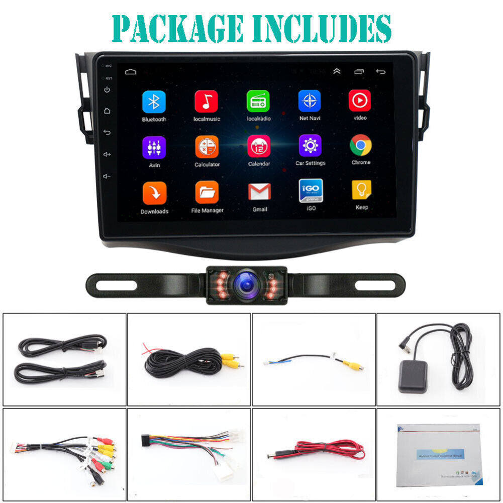 Android 13 Car Stereo for Toyota RAV4 2007–2012 – 9" Touchscreen with Wireless CarPlay & Android Auto, 2+32GB, Long License Plate Backup Camera