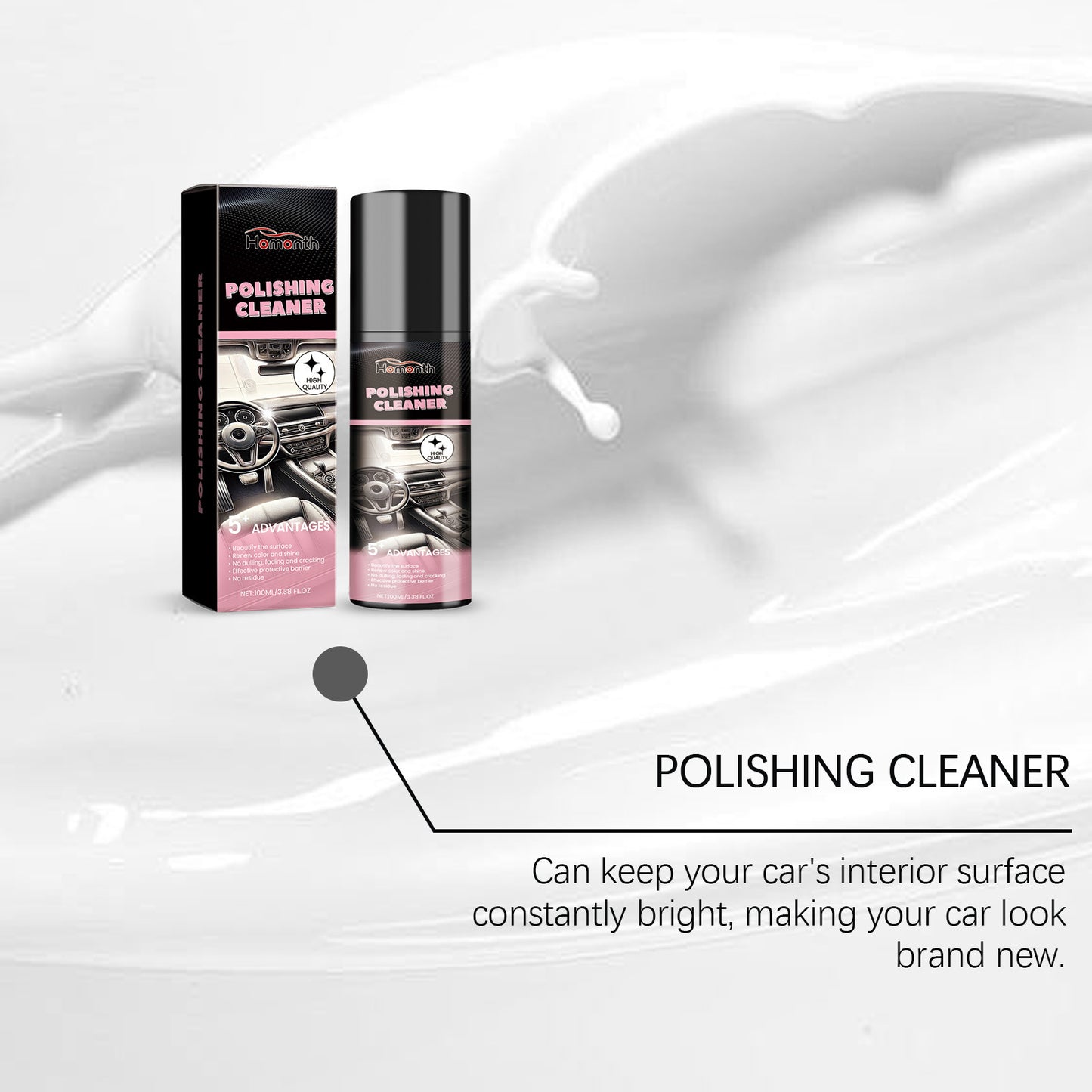 Car Interior Cleaner Interior Polish and Restorer 100ML Deep Clean Polishing Cleaner