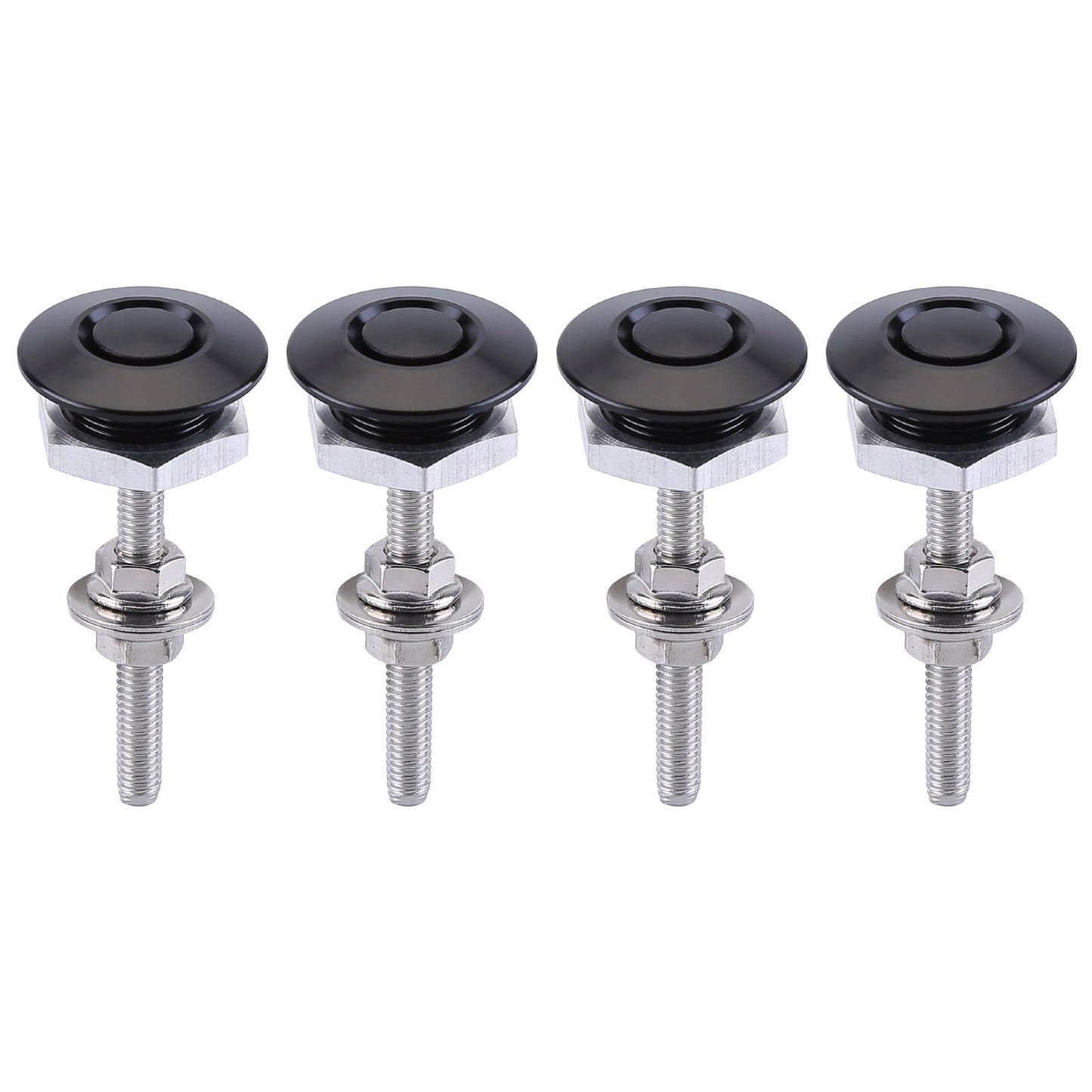 4-Pack Universal Aluminum Car Hood Pins - 1.25" Quick Release Latch, Push Button Lock for Bumper, Bonnet, License Plate