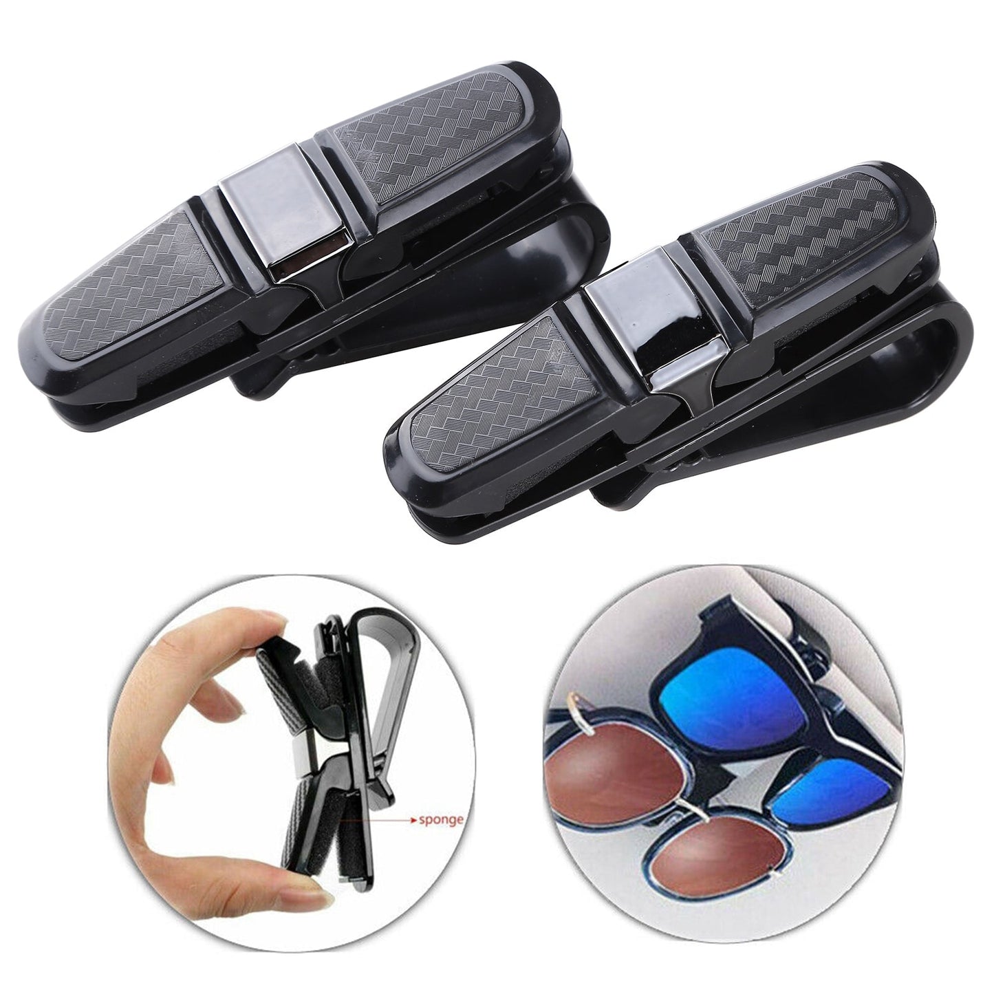 2 Pack Car Sun Visor Glasses Holders, Sunglasses Eyeglasses Mount with Ticket Card Clip β Black