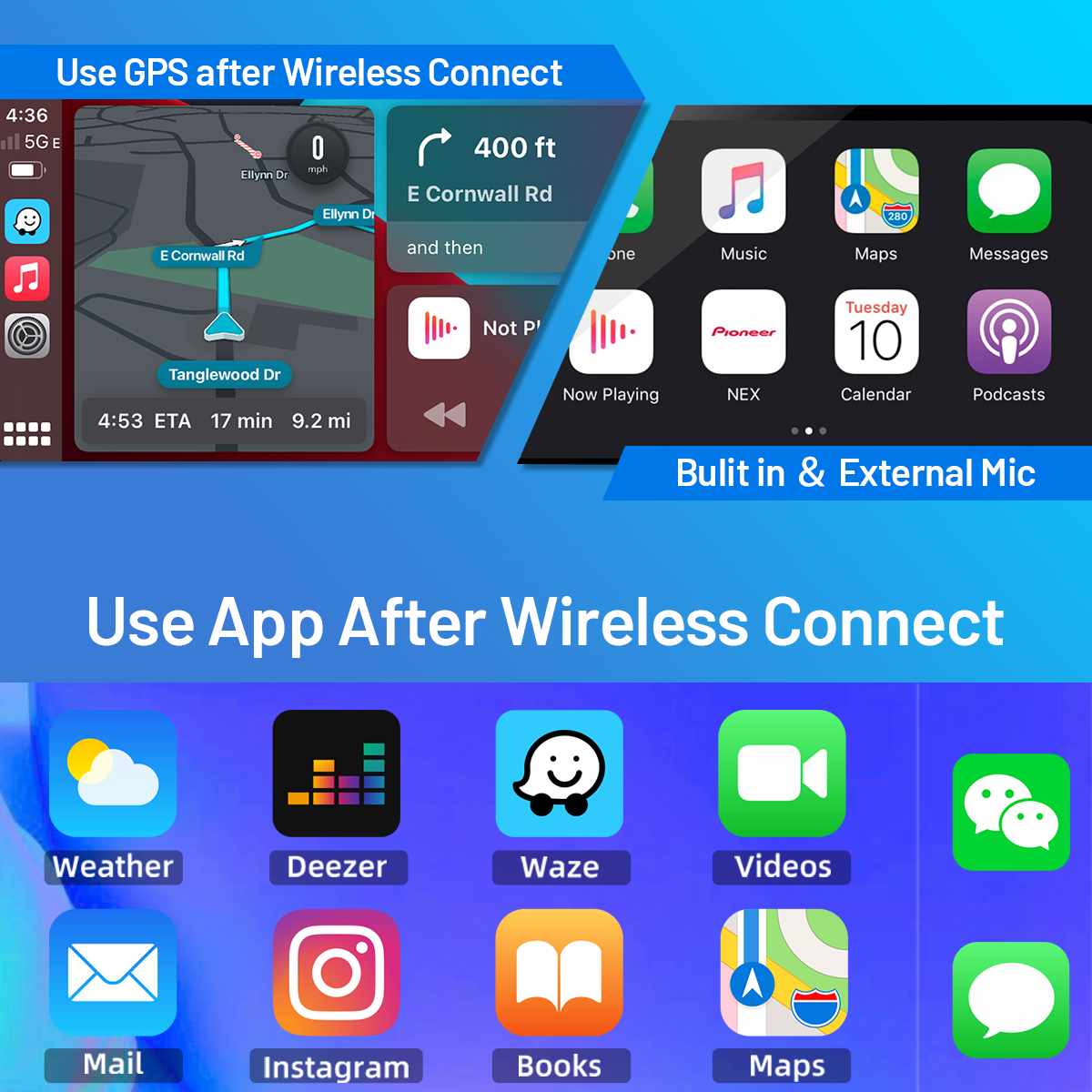 10Inch Car Stereo Radio GPS Navigation 2+32G Compatible for Mustang 2010-2014 Android 13