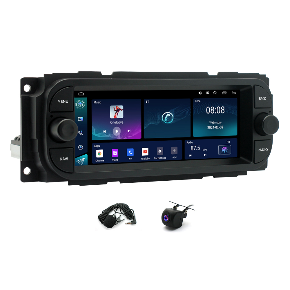 CarPlay Android 13 Car Stereo Radio GPS WiFi BT 2+32GB Compatible for Cherokee Wrangler Chrysler