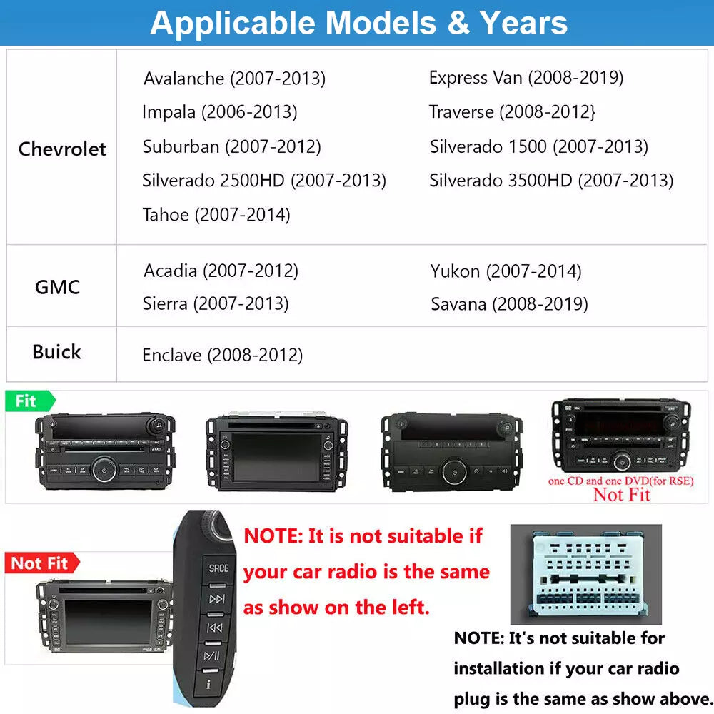 For GMC Chevrolet Chevy Yukon Sierra Acadia 7" Android 13 Car Radio GPS Carplay