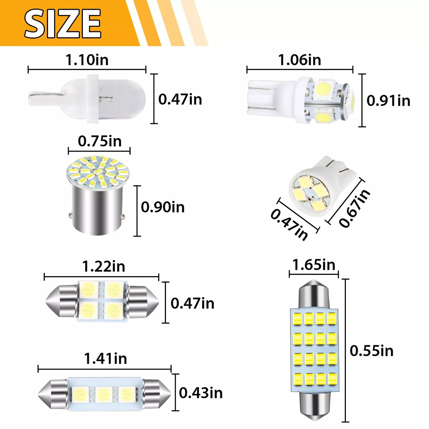 42PCS Car Interior Combo LED Map Dome Door Trunk License Plate Light Bulbs White
