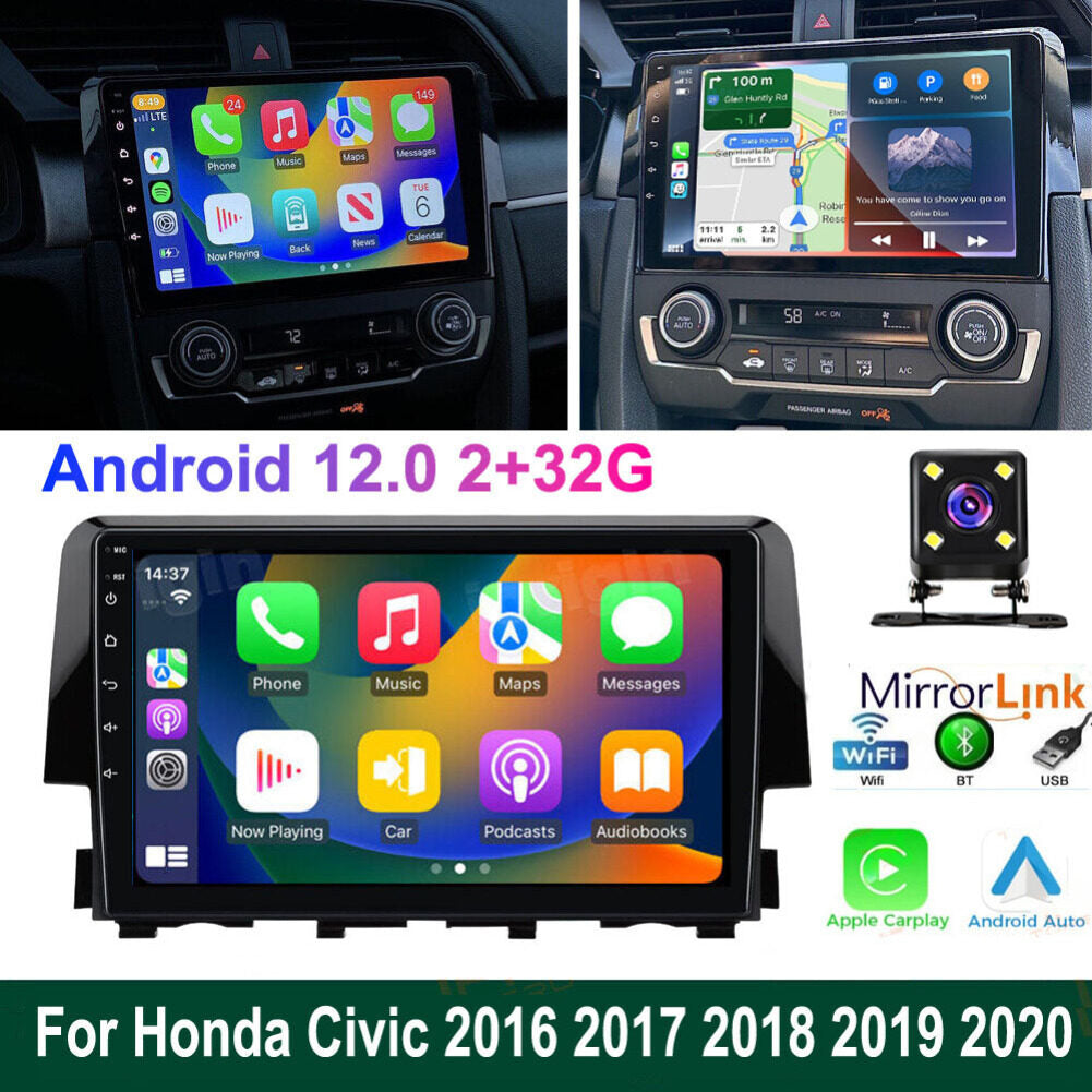 Android 13 Car Stereo for Honda Civic 2016-2020 – 9 Inch Touch Screen with CarPlay, Android Auto, 2+32G, 4-LED Backup Camera