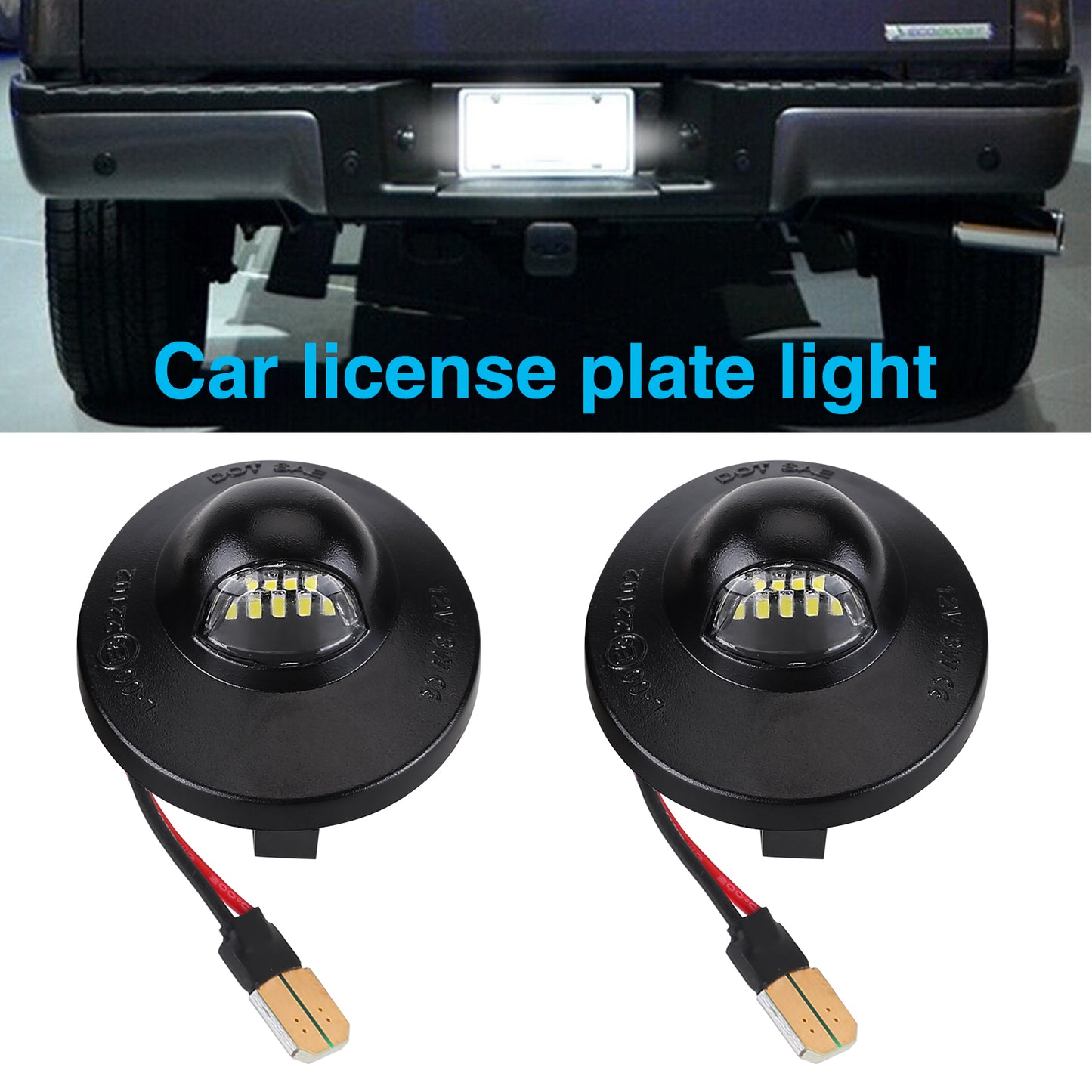 2pcs LED License Plate Light Car Modification Parts Tag Light Compatible for Ford F150/F250/F350