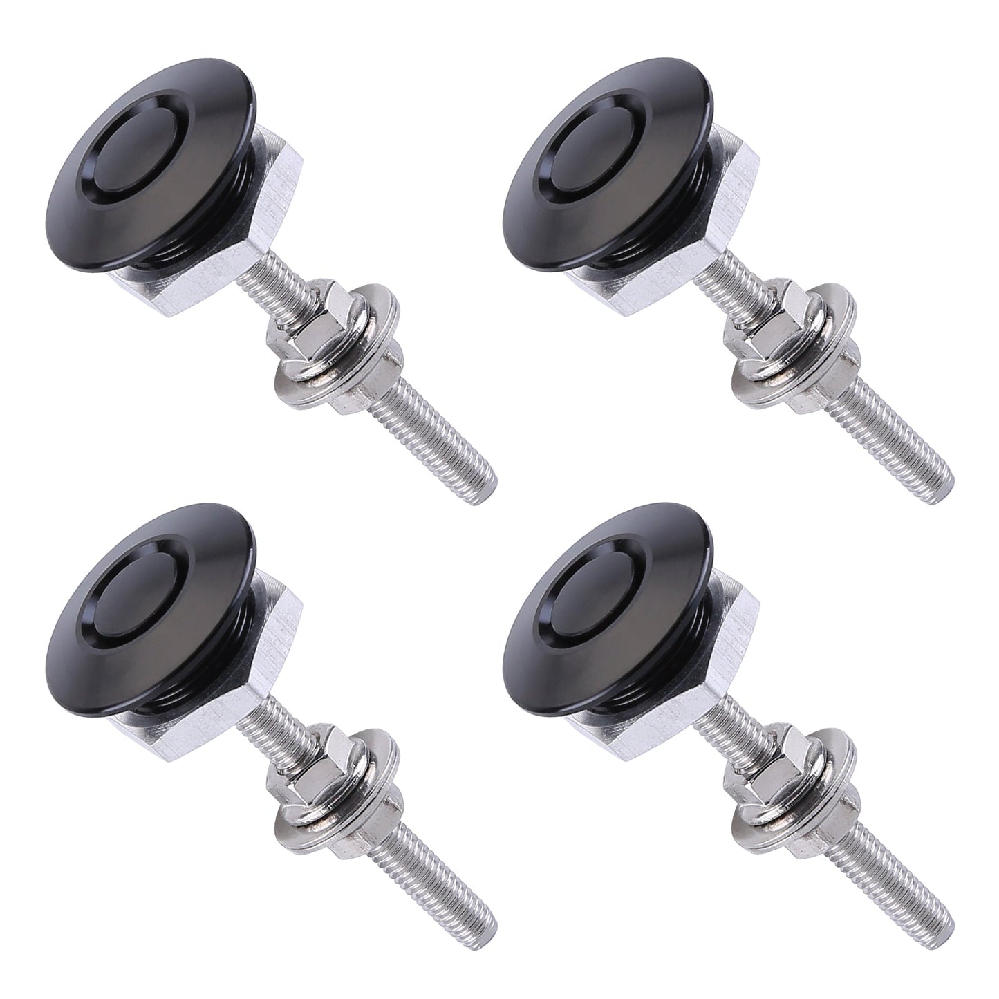 4-Pack Universal Aluminum Car Hood Pins - 1.25" Quick Release Latch, Push Button Lock for Bumper, Bonnet, License Plate