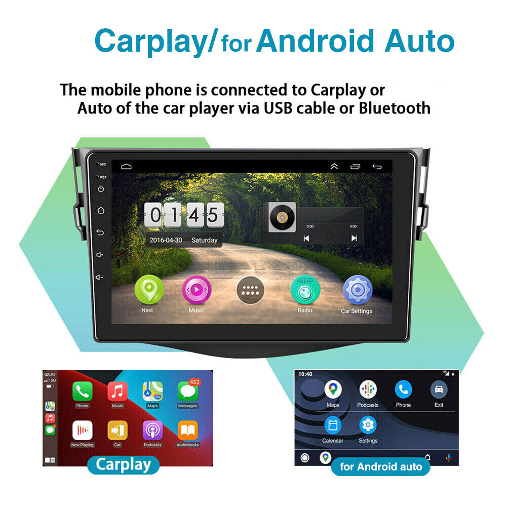 Android 13 Car Stereo for Toyota RAV4 2007–2012 – 9" Touchscreen with Wireless CarPlay & Android Auto, 2+32GB, Long License Plate Backup Camera