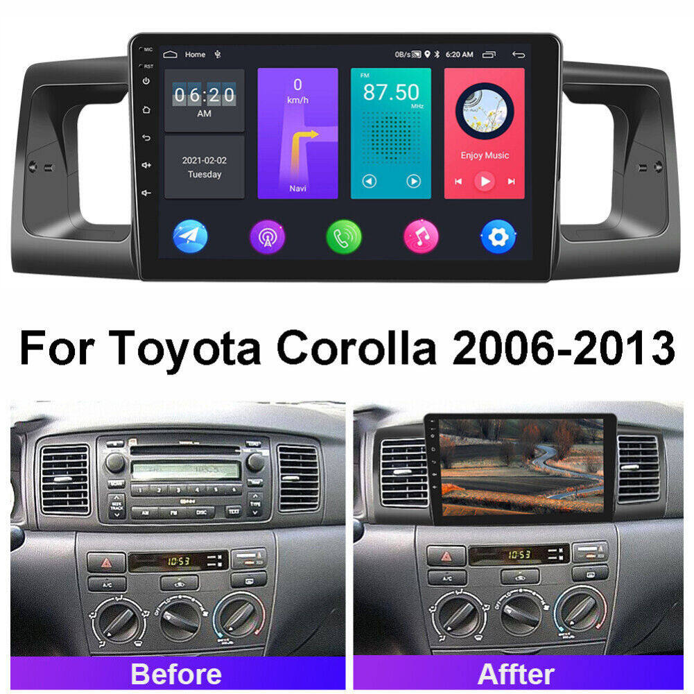 Android 13 Car Stereo for Toyota Corolla (2006–2013) – 9" Touchscreen with Wireless CarPlay, Android Auto, GPS, Bluetooth, 2+32GB