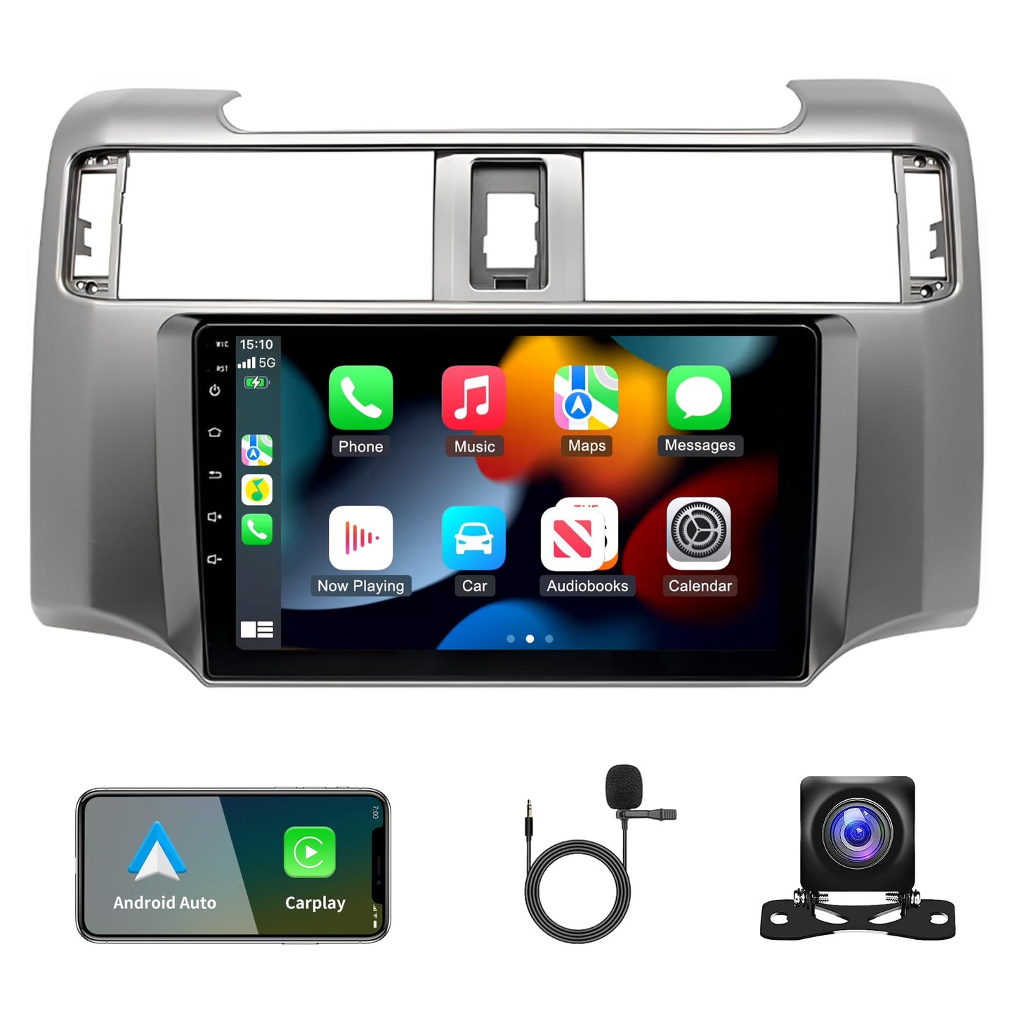 Car Navigation Player for Carplay/Android Auto 9 Inch Touch Screen Android 13 Automobile Music Player Bluetooth GPS Navigation Car Player Radio Compatible for Toyota 4Runner 2009-2019