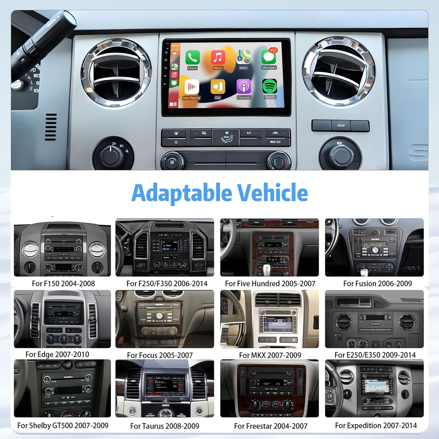 10Inch Car Stereo Radio Car-play GPS Navi Compatible for F150/F250 2004-2014 Android 13