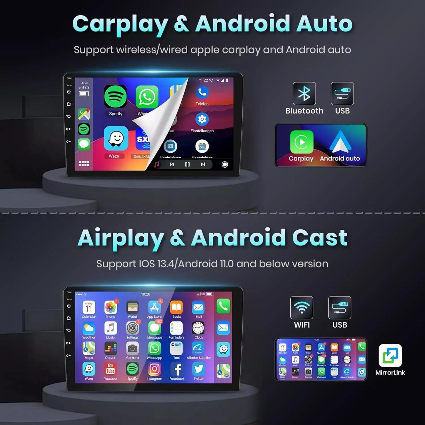 10Inch Car Stereo Radio Car-play GPS Navi Compatible for F150/F250 2004-2014 Android 13