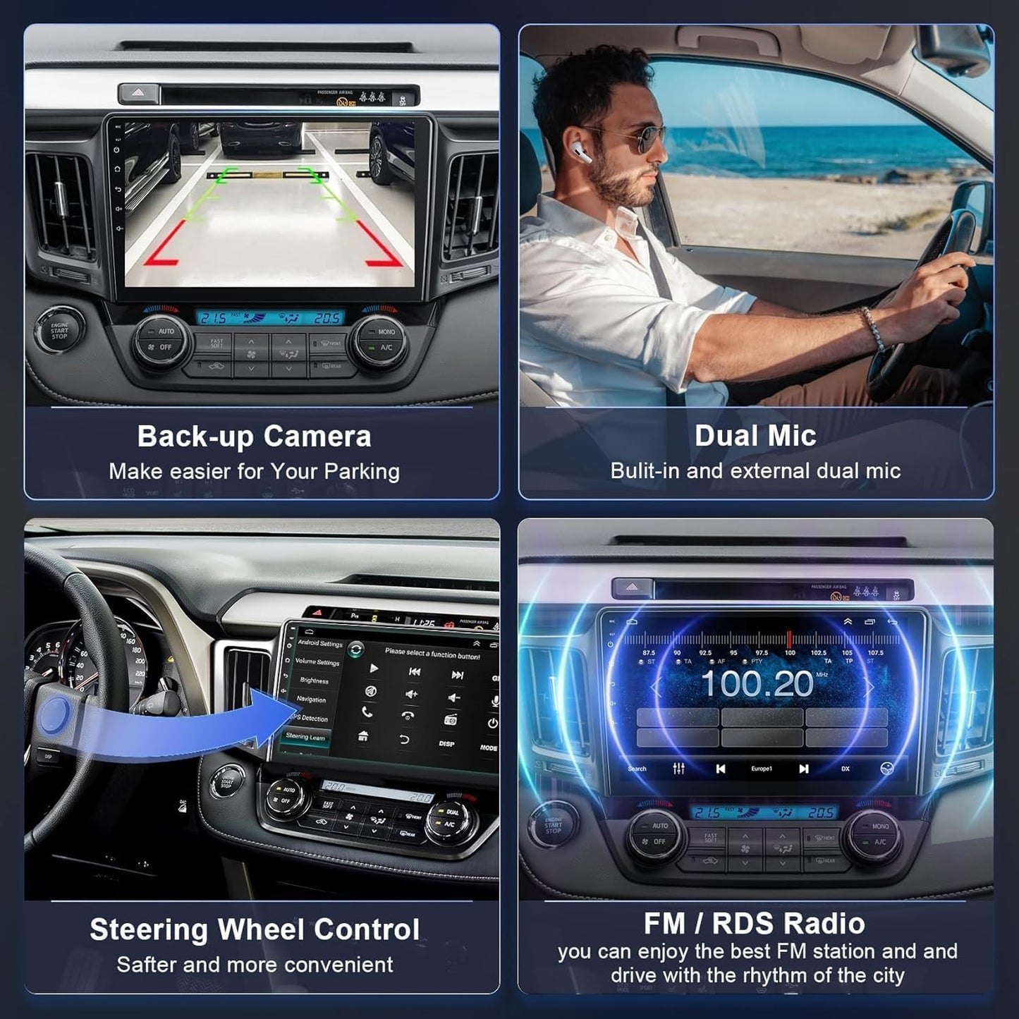 Android 13 4G+64G Car Radio Stereo for Toyota RAV4 2013-2018, Wireless Carplay&Android Auto with Support Bluetooth/Voice Control/GPS/WiFi/Back-up Camera/SWC/FM, 10.1 Inch IPS Touch Screen