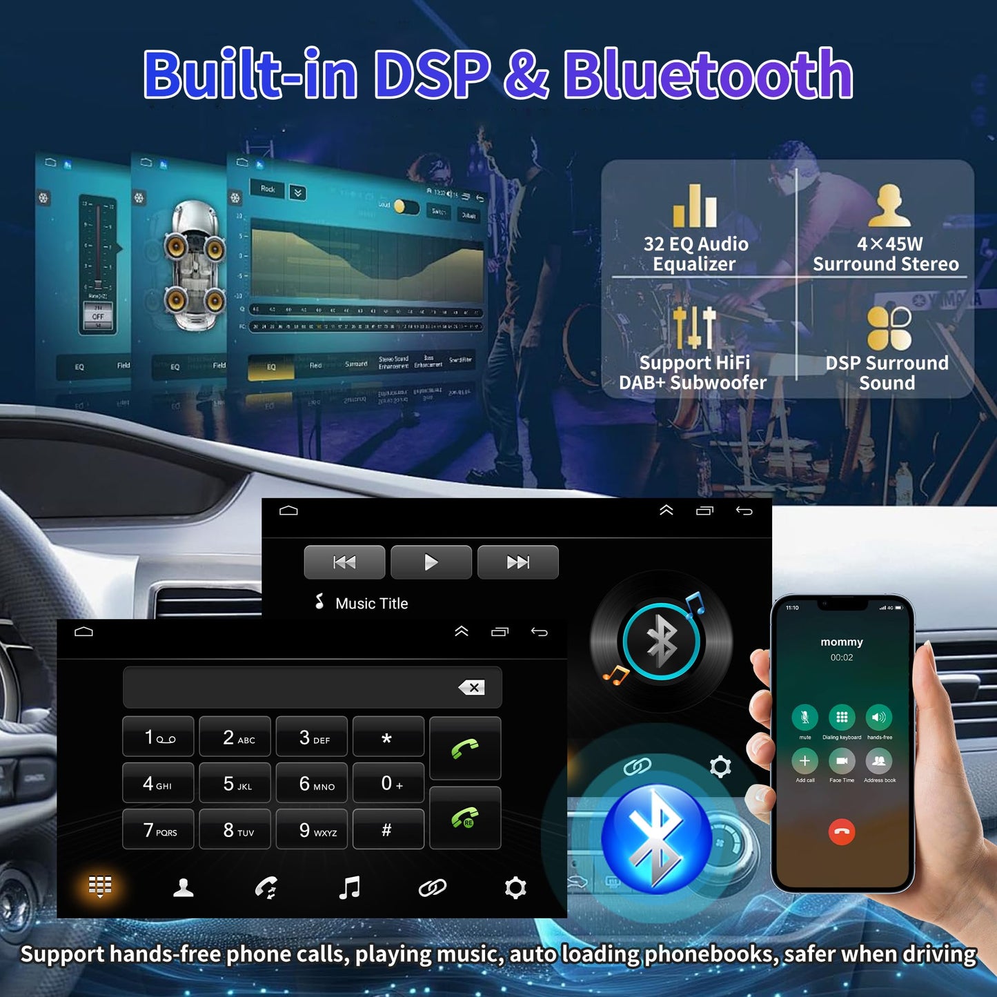 Car Navigation Player for Carplay/Android Auto 9 Inch Touch Screen Android 13 Automobile Music Player Bluetooth GPS Navigation Car Player Radio Compatible for Toyota 4Runner 2009-2019