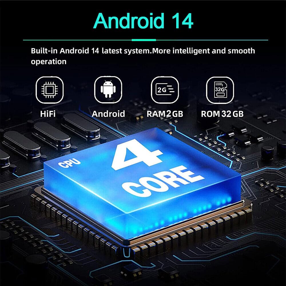 Android 14 Car Stereo for Chevrolet Traverse 2013–2017 – 7" Touchscreen with Wireless CarPlay & Android Auto, 2+32GB, AHD Backup Camera & Microphone (GMC-Style Rounded Frame)