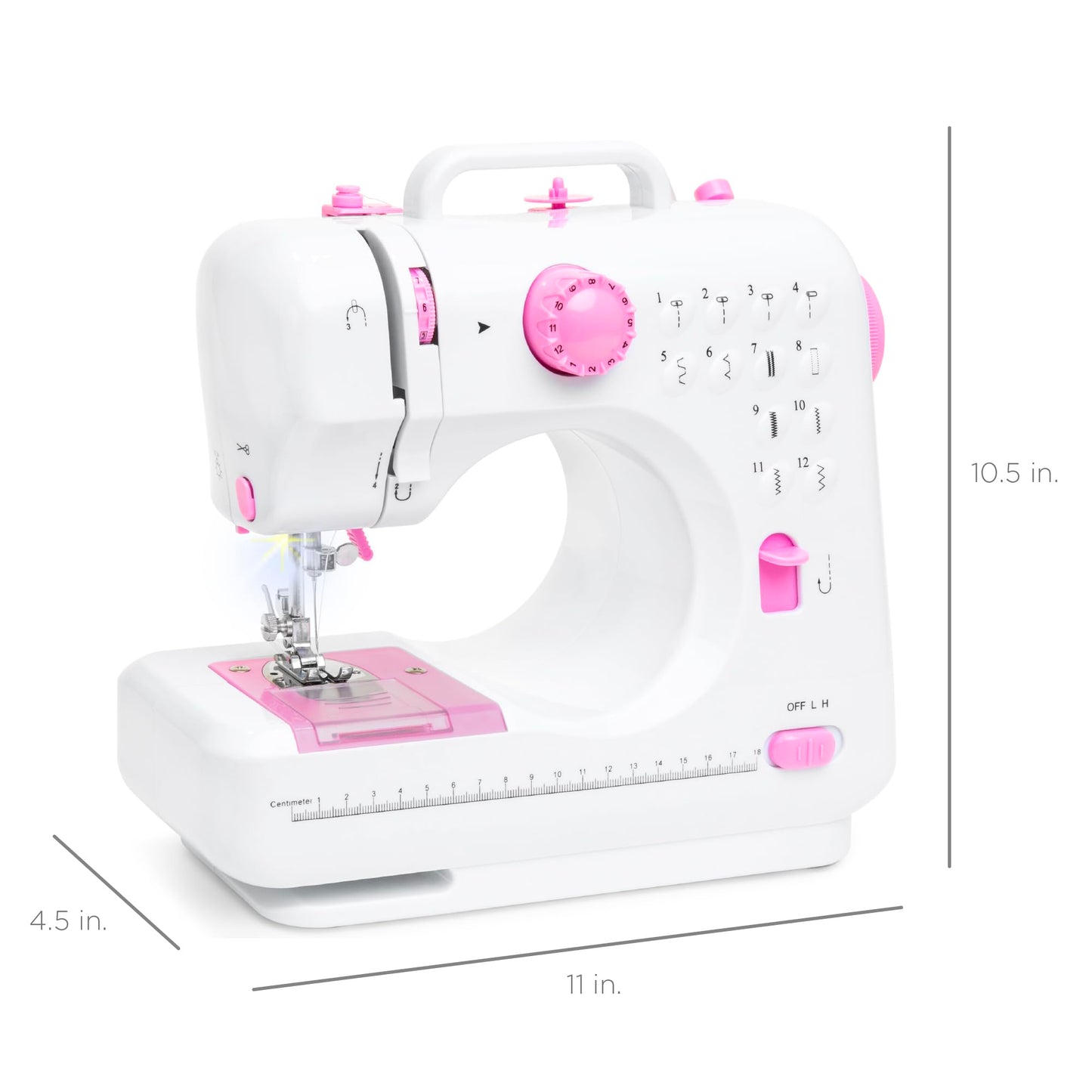 Portable Sewing Machine – Lightweight, 12 Built-in Stitches, 2-Speed with Foot Pedal, Built-in Light & Storage Drawer