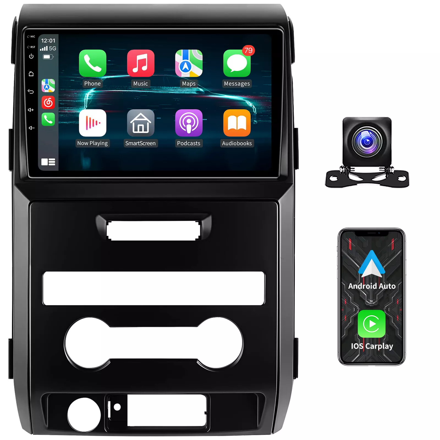 CarPlay & Android Auto Car Stereo for Ford F-150 (2009–2014) – 9" Touchscreen, Android 13, 2+32GB, AHD Backup Camera Compatible