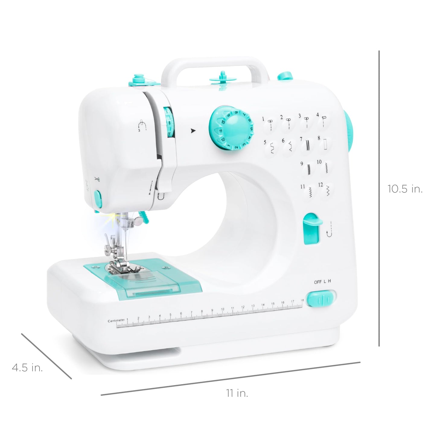 Portable Sewing Machine – Lightweight, 12 Built-in Stitches, 2-Speed with Foot Pedal, Built-in Light & Storage Drawer