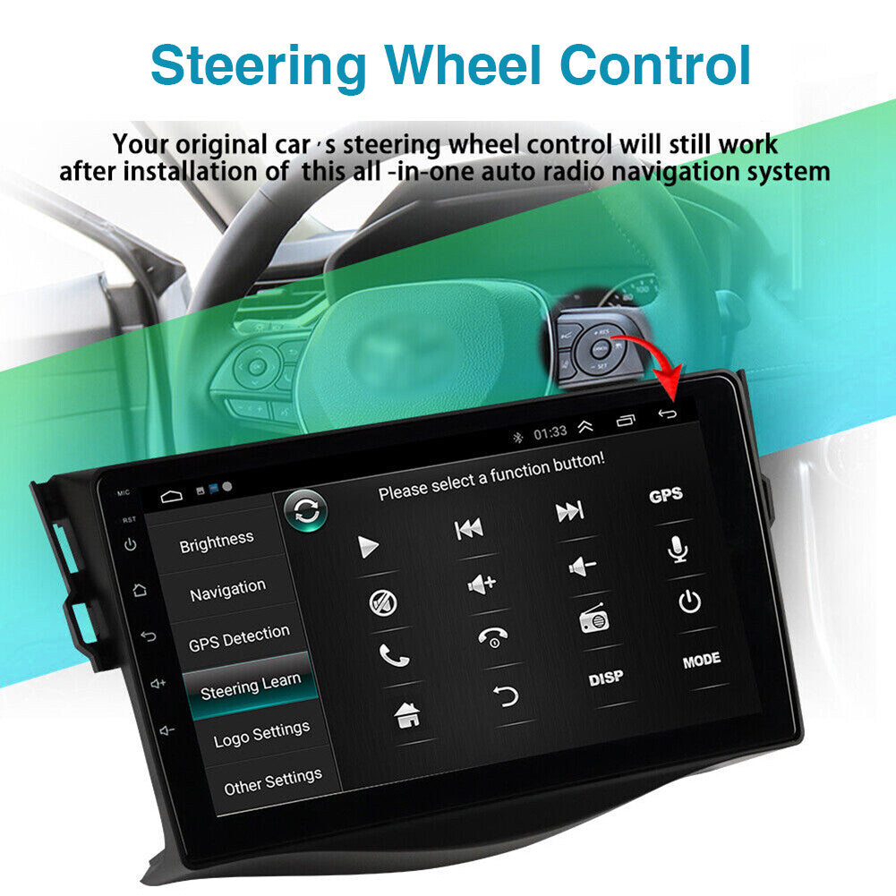 Android 13 Car Stereo for Toyota RAV4 2007–2012 – 9" Touchscreen with Wireless CarPlay & Android Auto, 2+32GB, Long License Plate Backup Camera
