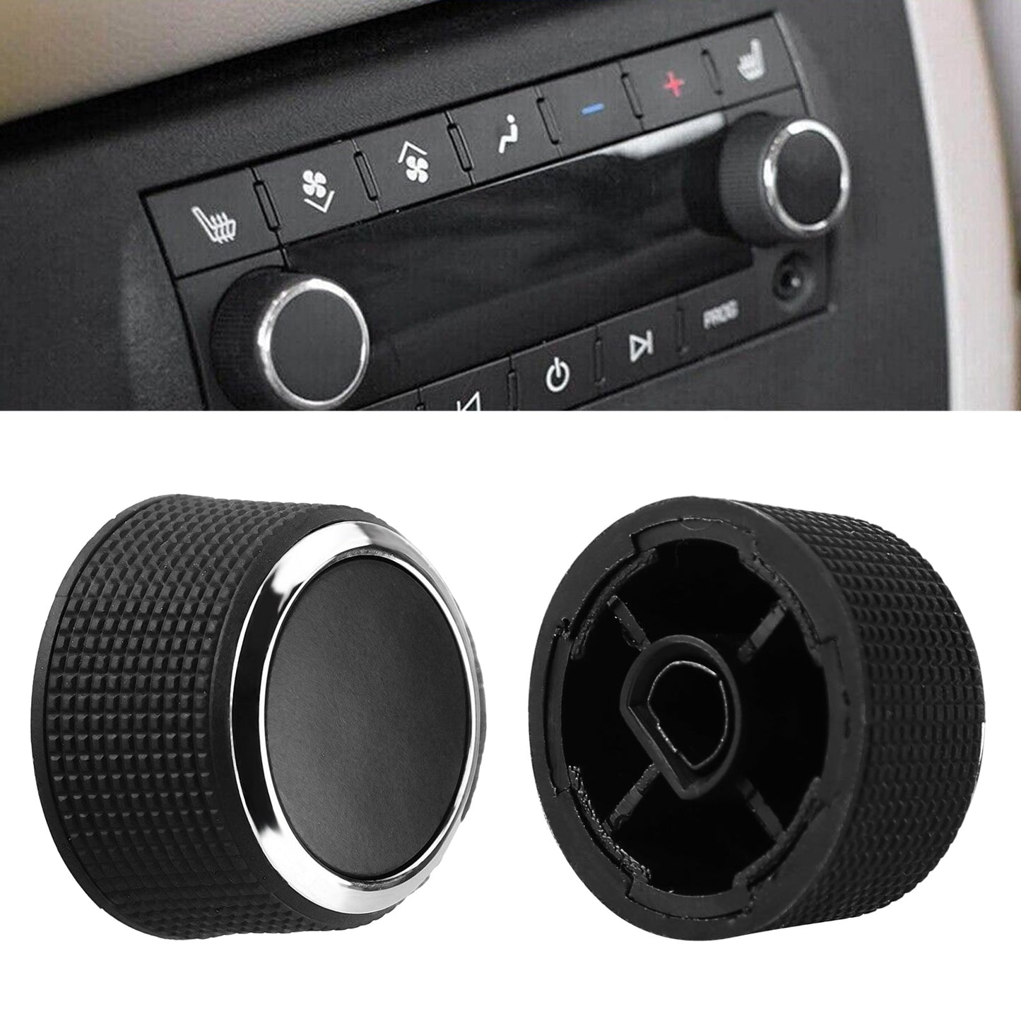 2PCS Rear Audio Control Knobs Compatible with Escalade, Enclave, Tahoe, Chevrolet, GMC - Part# 22912547