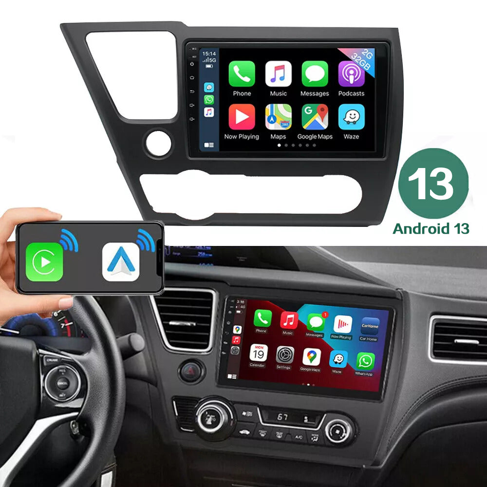 9Inch Car Stereo Radio Car-play GPS Navi Compatible for Civic 2013-2017 Android 13